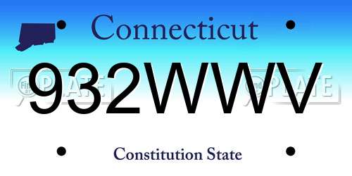 932WWV Connecticut License Plate