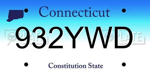 932YWD Connecticut License Plate