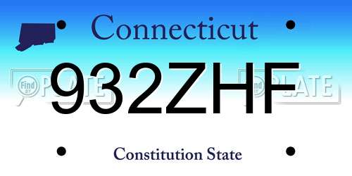 932ZHF Connecticut License Plate