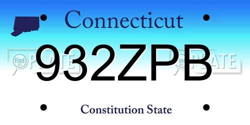 932ZPB Connecticut License Plate