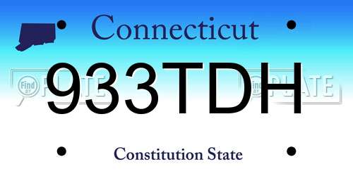 933TDH Connecticut License Plate