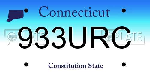 933URC Connecticut License Plate