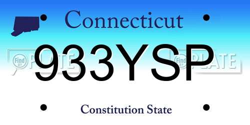933YSP Connecticut License Plate