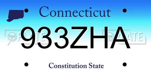 933ZHA Connecticut License Plate