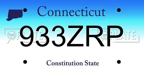 933ZRP Connecticut License Plate