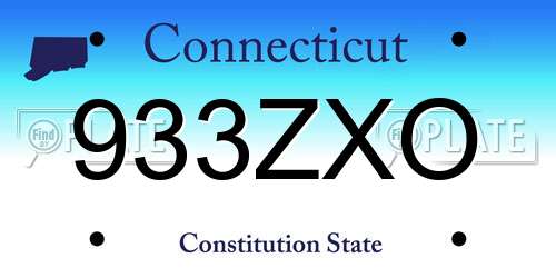 933ZXO Connecticut License Plate