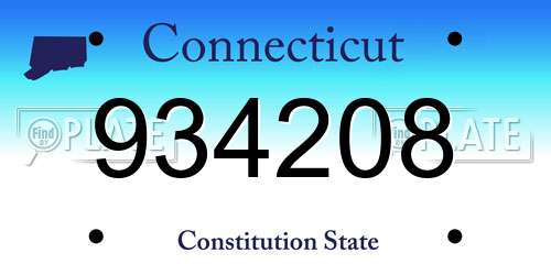 934208 Connecticut License Plate