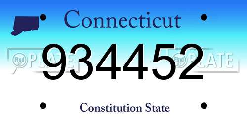 934452 Connecticut License Plate