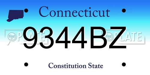 9344BZ Connecticut License Plate