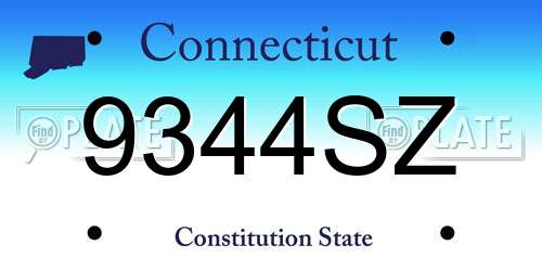 9344SZ Connecticut License Plate