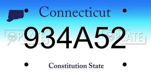 934A52 Connecticut License Plate