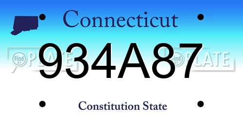 934A87 Connecticut License Plate