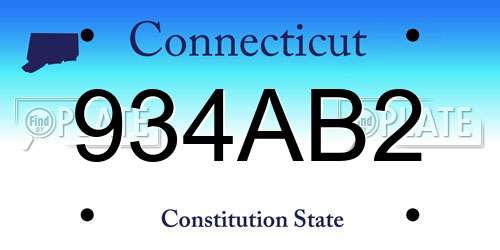 934AB2 Connecticut License Plate