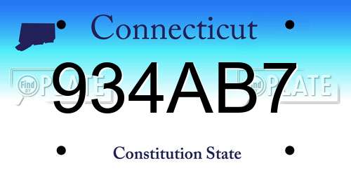934AB7 Connecticut License Plate