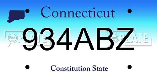 934ABZ Connecticut License Plate