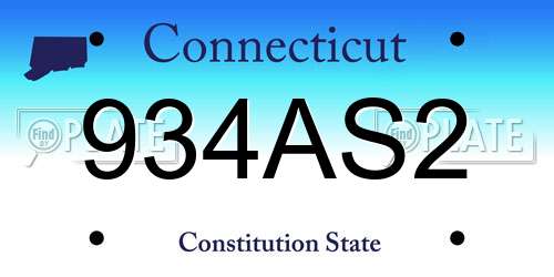 934AS2 Connecticut License Plate