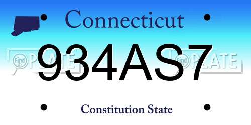 934AS7 Connecticut License Plate