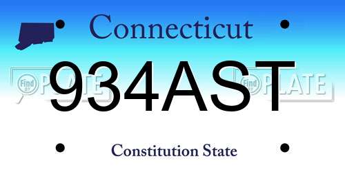 934AST Connecticut License Plate