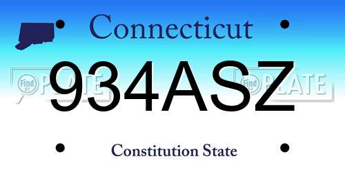 934ASZ Connecticut License Plate