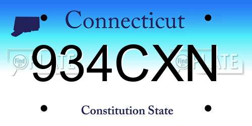 934CXN Connecticut License Plate