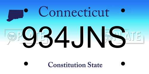 934JNS Connecticut License Plate