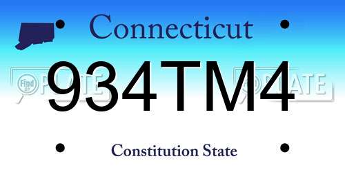 934TM4 Connecticut License Plate