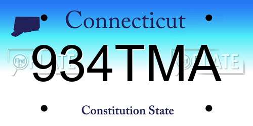 934TMA Connecticut License Plate