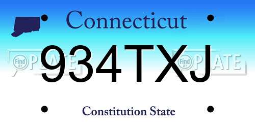 934TXJ Connecticut License Plate