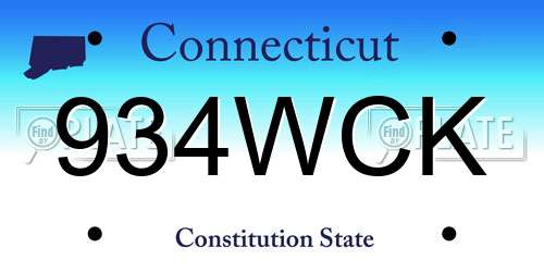 934WCK Connecticut License Plate