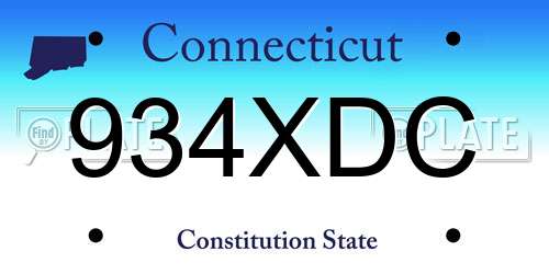934XDC Connecticut License Plate