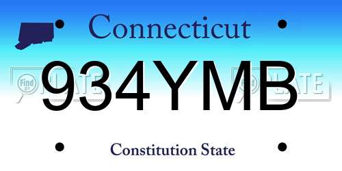 934YMB Connecticut License Plate
