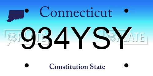 934YSY Connecticut License Plate