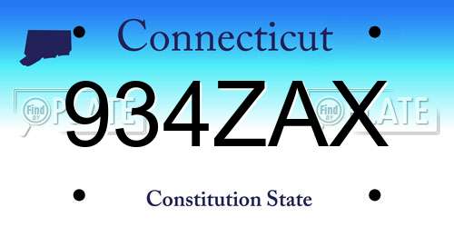 934ZAX Connecticut License Plate