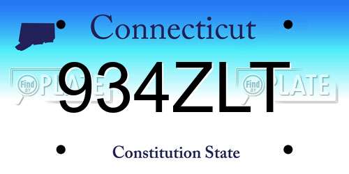 934ZLT Connecticut License Plate