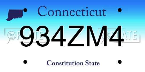 934ZM4 Connecticut License Plate