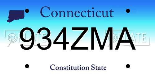 934ZMA Connecticut License Plate