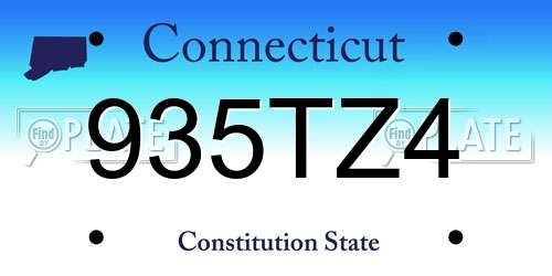 935TZ4 Connecticut License Plate