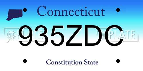 935ZDC Connecticut License Plate
