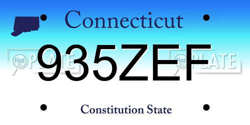 935ZEF Connecticut License Plate
