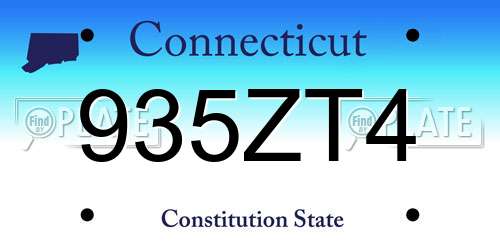 935ZT4 Connecticut License Plate