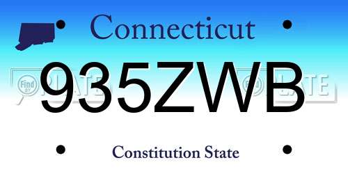 935ZWB Connecticut License Plate