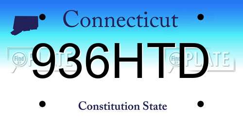 936HTD Connecticut License Plate