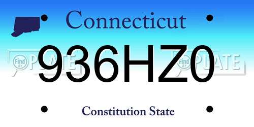 936HZ0 Connecticut License Plate