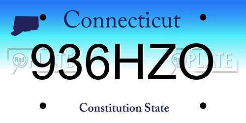 936HZO Connecticut License Plate