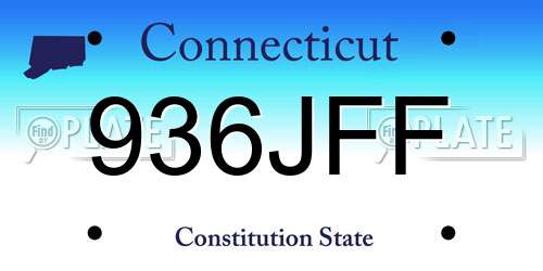 936JFF Connecticut License Plate