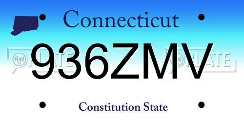 936ZMV Connecticut License Plate