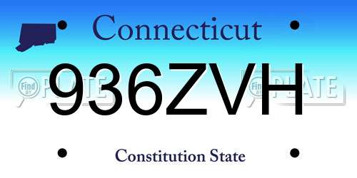 936ZVH Connecticut License Plate