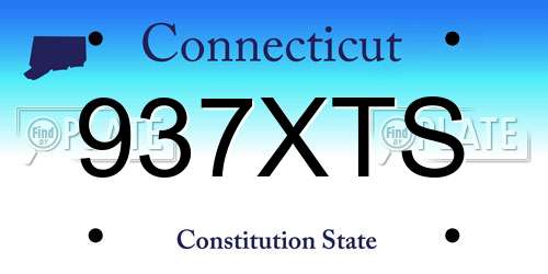 937XTS Connecticut License Plate