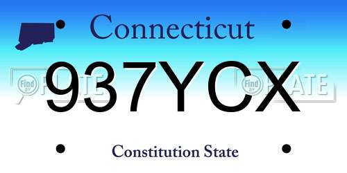 937YCX Connecticut License Plate