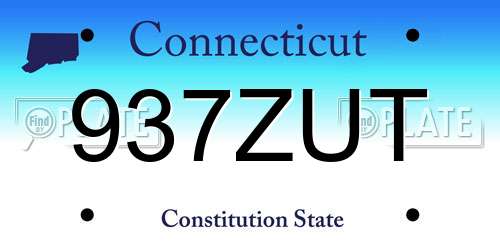 937ZUT Connecticut License Plate